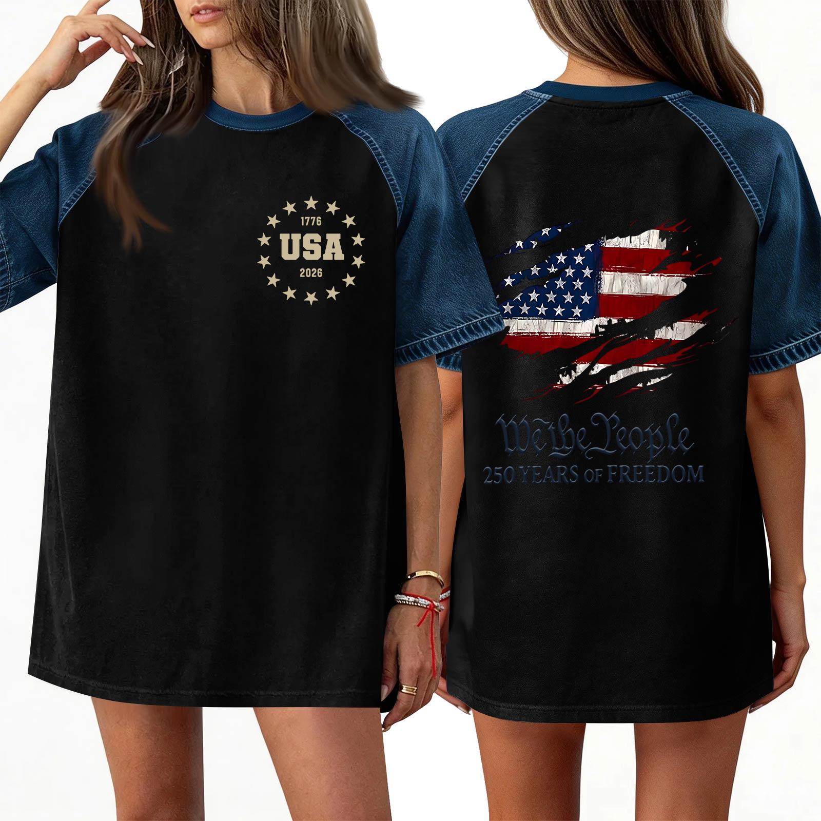 

Джинсовые Рубашки Пэчворк Для Женщин Стойка Воротник Повседневная Блузка Короткий Рукав Удобная Футболка Весна Лето Мода L чёрный