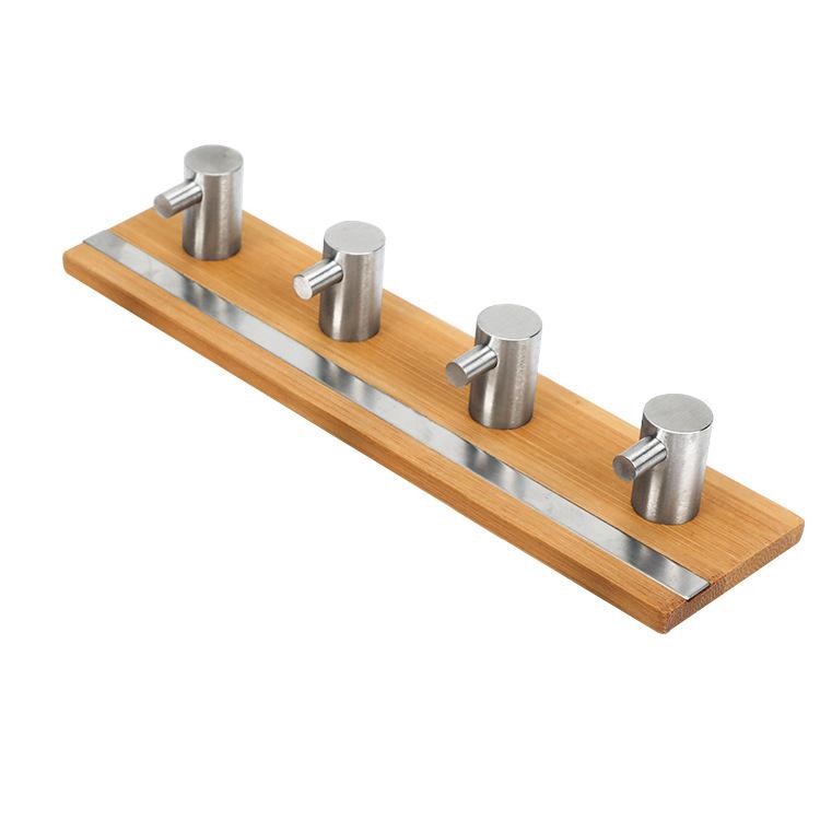 Bamboo Stainless Steel Wall Hook Self Adhesive Hook For Bathroom Kitchen Key Holder Wall Hanger Towel Coat Hook Door Hanger Rack
