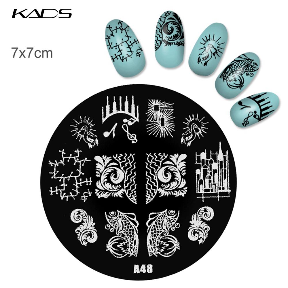 KADS 1PC Round Stainless Steel Nail Art Nail Stamping Plates Manicure Stamp DIY for Nail Templates Classic Series Tools