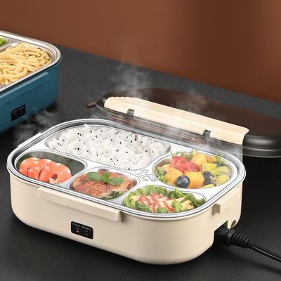 Mittagskühlboxen Langlebiges Material Edelstahl Lebensmittelisolierung Bento Lunchbox Haus Auto Hält Warm Mittagskühlbox 1,2L, 12V/220V Elektrisch Beheizt