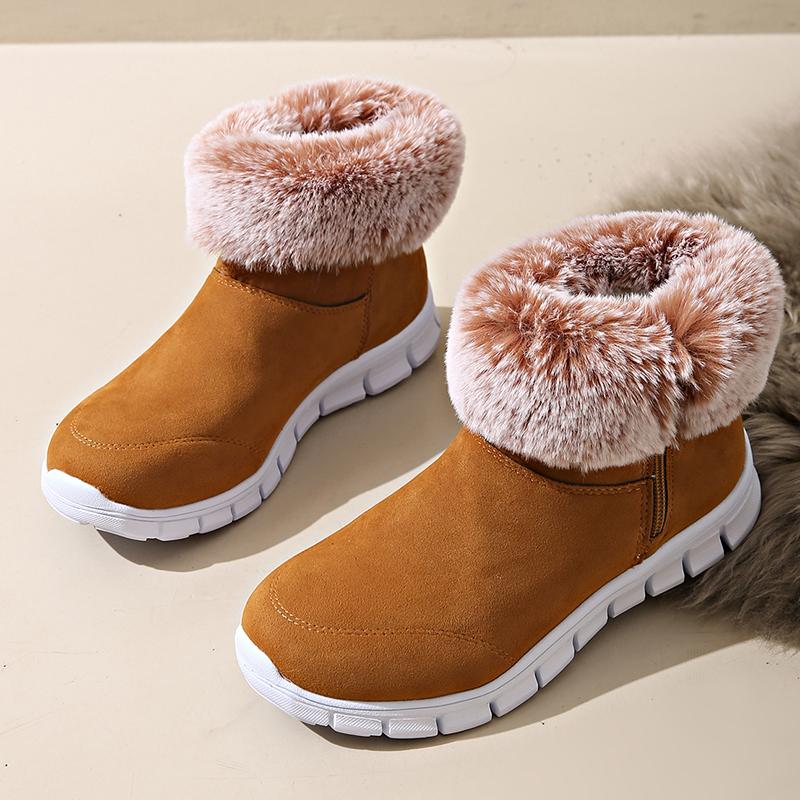 Fashion Zipper Faux Fur Ankle Boots Women Plus Size 43 Warm Thick Plush Snow Boots Woman Comfortable Non Slip Winter Botas Mujer