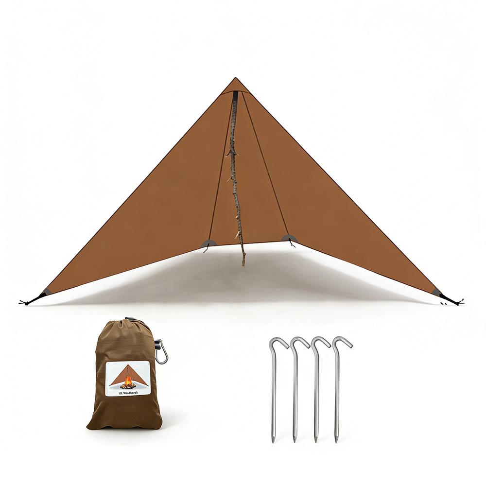 

210g 20D Nylon Ultralight Camping Stove Windbreak Wind Screen Shield Fire Retardant No Poles Ropes Windproof Privacy Windscreen коричневый