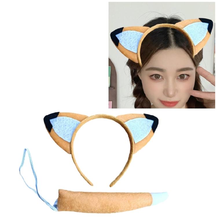 Cow/Foxes Ears Headband,Bows Tie Tail Cow/Foxes Costume Accessories Halloween Cosplay Costumes for Kids Boys Girls