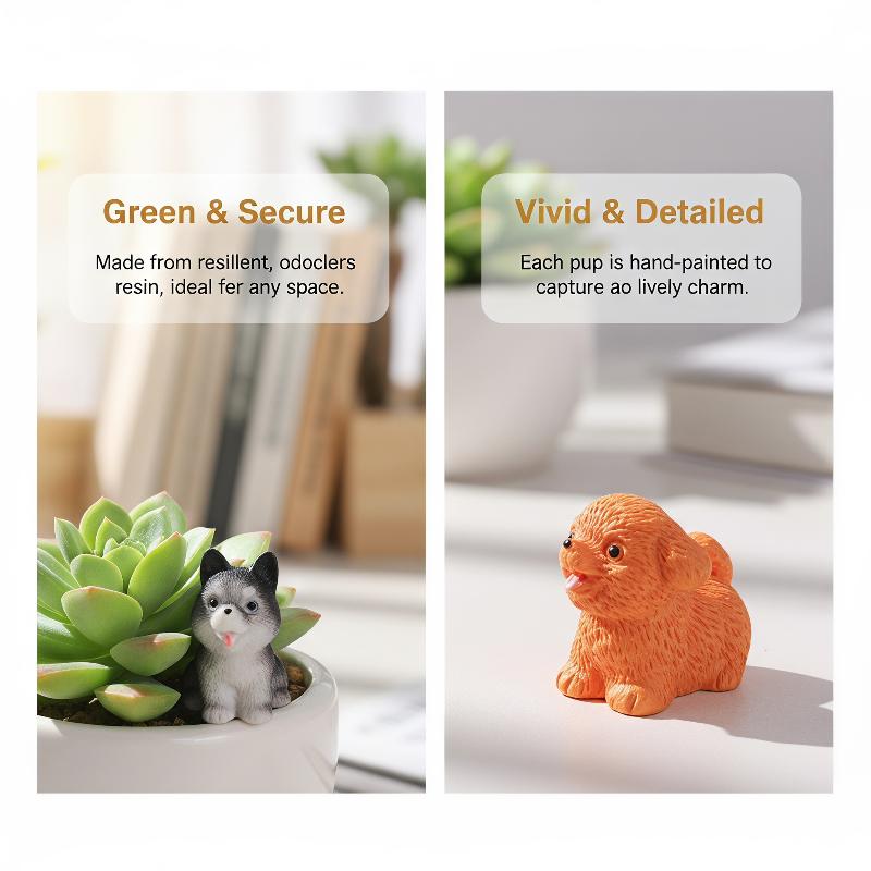 2pcs Dollhouse Cute Puppy Dog Model Kawaii Mini Animal 1:12 Figurine Miniature Resin Keychain DIY Landscape Scene Decor Ornamen