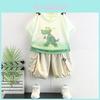 Trendy Boys Summer Dinosaur Print Two Piece Outfit Set For Kids Aged 3 To 8 Years
