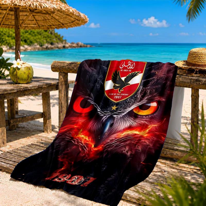 Ahly Football club Printed Microfiber Beach Towel, Soft And Absorbent, Quick-Dry, Ideal for Summer Travel, Beach Essential, Swimming Pool