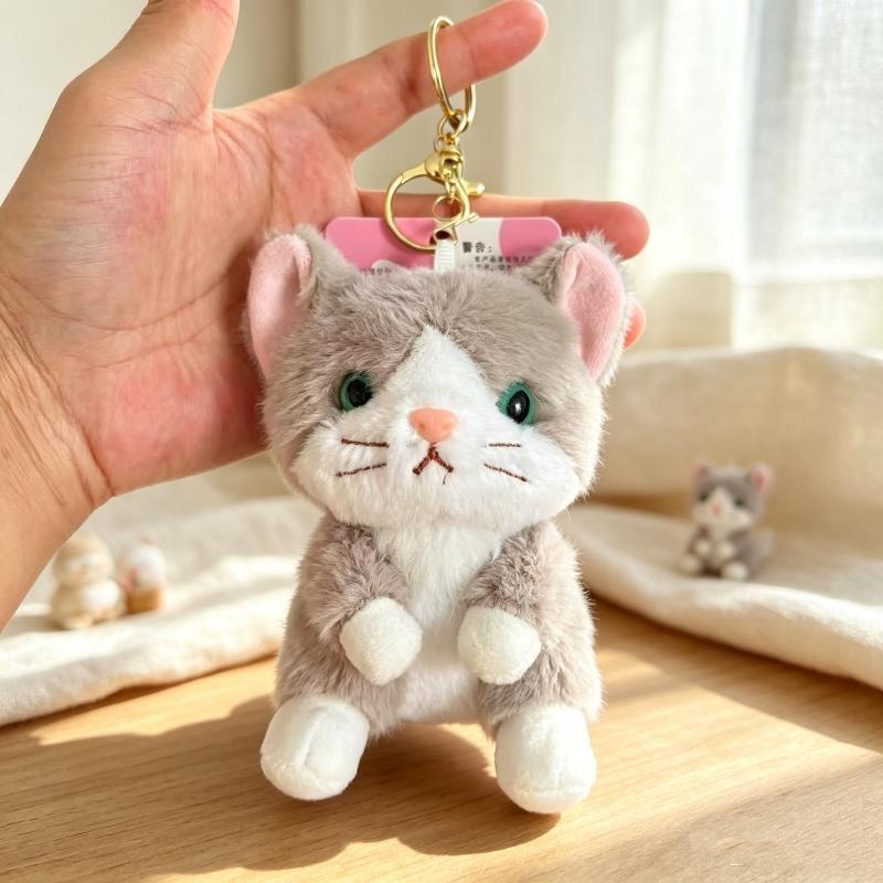 1 Pcs New Realistic Kitten Shape Cat Keychain Cat Furry Keychain Soft Cute Cat Bag Charm Bag Accessory