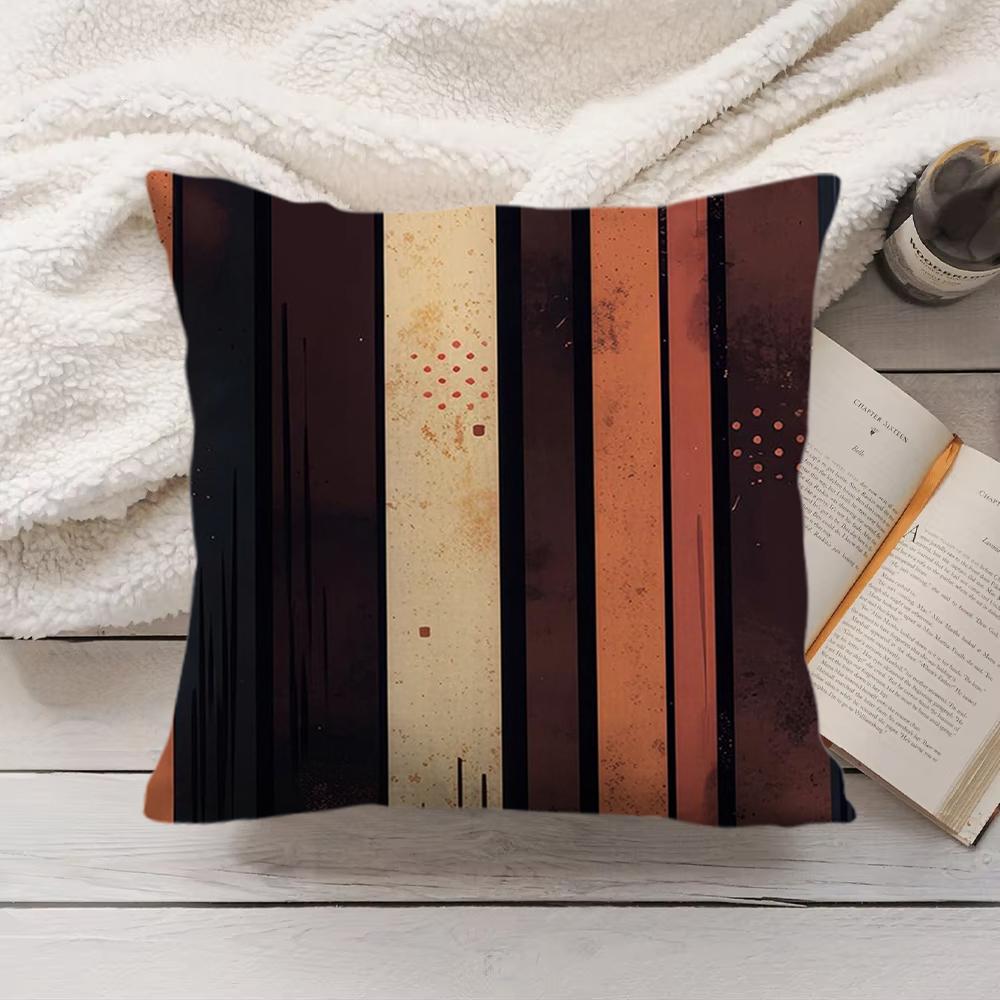 Classic Striped Cushion Cover Short Plush DoubleSided Printing Home Machine Washable in Warm Winter Pillow Cover