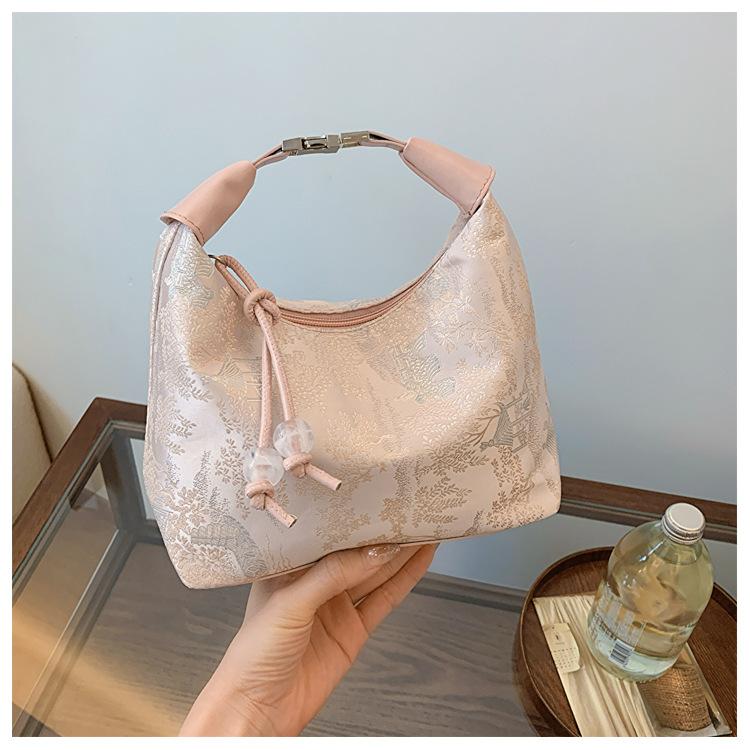 New Chinese Style Retro Bag Women's 2025 New Silk Jacquard Handbag Fashionable and Simple Shoulder Messenger Bag
