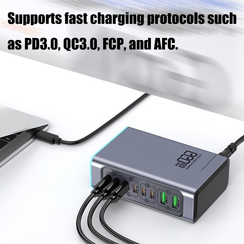 660W 8-Port Schnellladestation USB C PD100W Port für Laptops, Telefone, Tablets, Geräte Europäische Stecker Wandladegerät