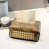 PU Leather Tissue Box with Wood Grain Texture, Multi-Scenario Luxury Napkin Holder for Hotel/Home/Car, Scratch-Resistant Surface