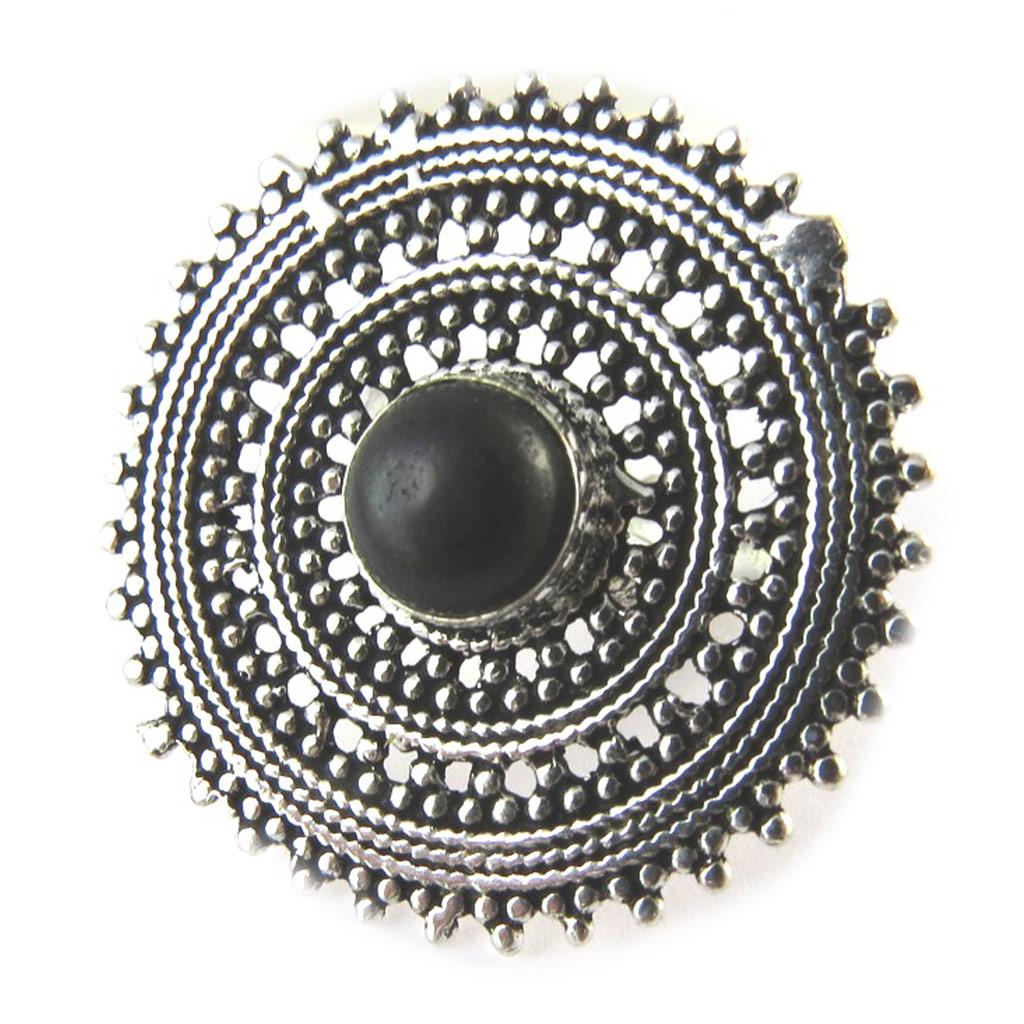 Les Trésors De Lily [N8120] - Silver Black 'Navajos' Designer Ring