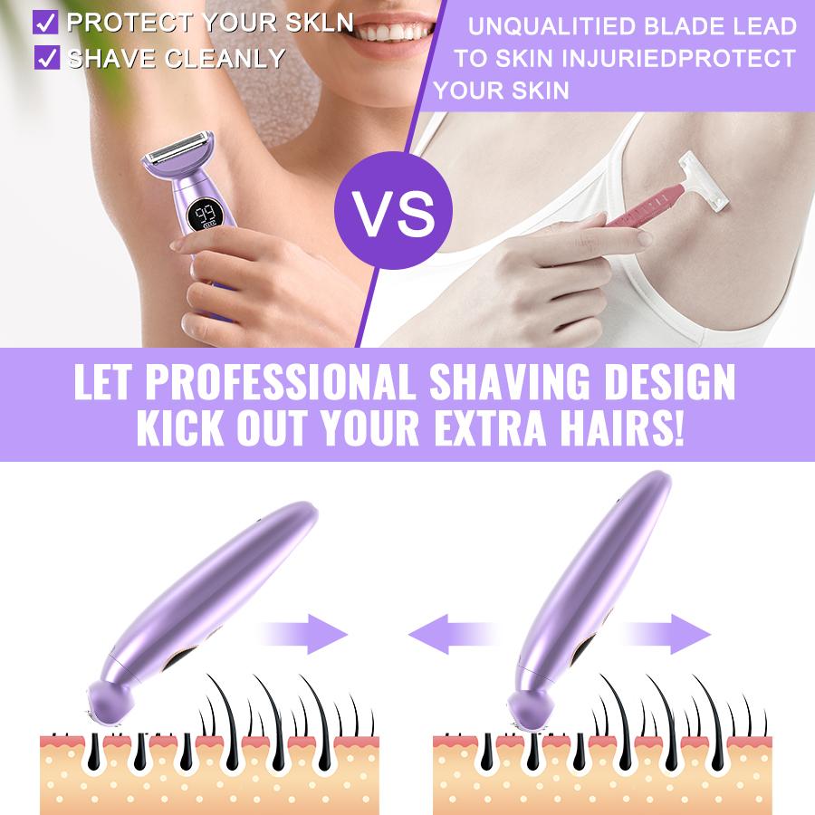 Electric Shaver for Women Electric Razor Bikini Legs Underarm Public Hairs Removal Rechargeable Body Hair Trimmer Wet Dry Use