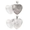 60pcs Pendant Trays Heart Shaped Pendant Setting Cabochon Base Setting with Glass Cabochon