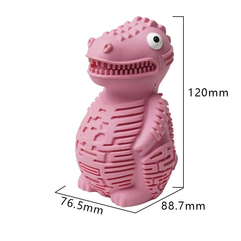 Cute Pet Puzzle Toy Treat-filling Capbbilities for Chew Durable Rubber Dinosaur Dog Teeth Cleaning Toy