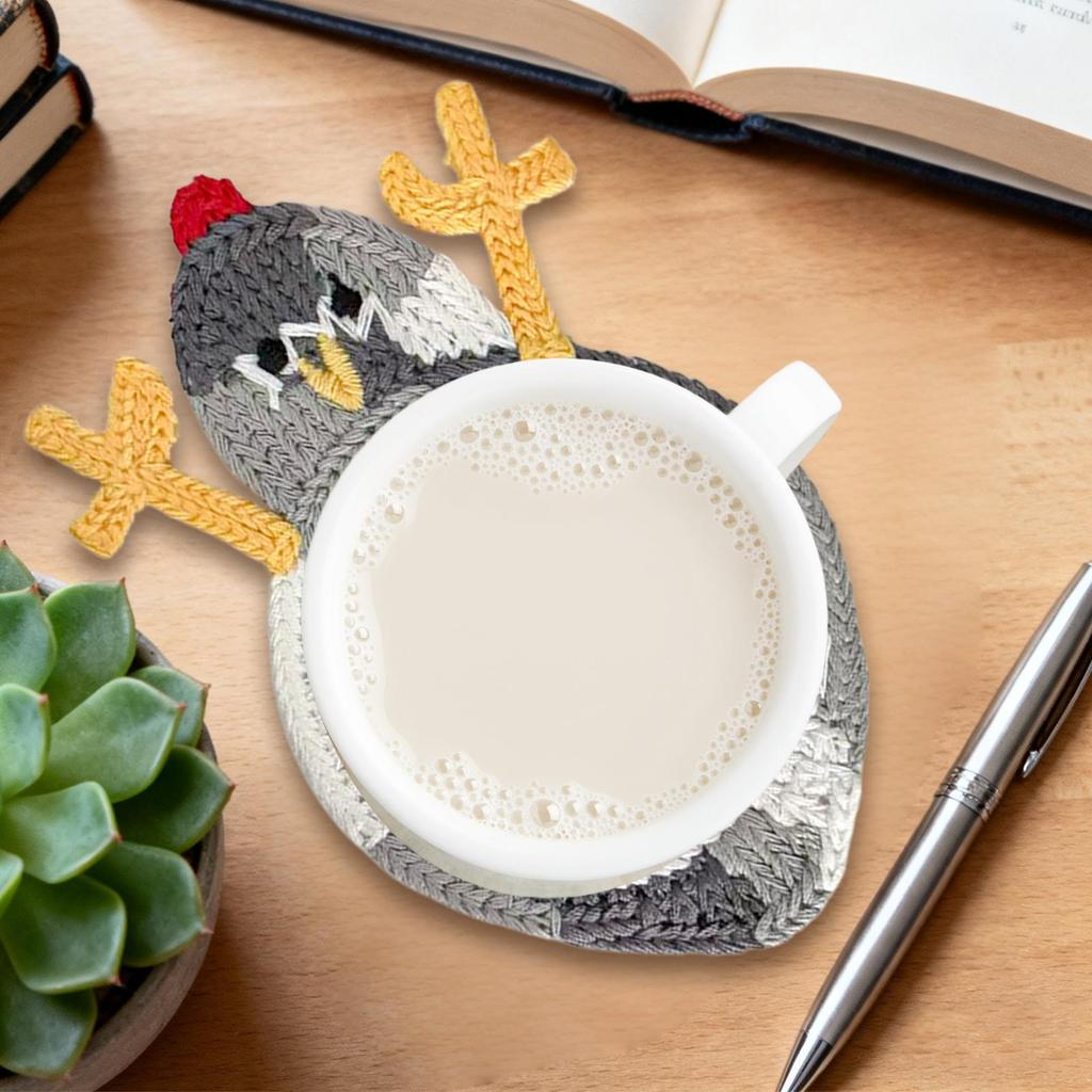 Chicken Fun Cup Mat Home Dining Table Knitted Cup Mat Crochet Drink Coasters for Kitchen Desk Home Bar Coffee