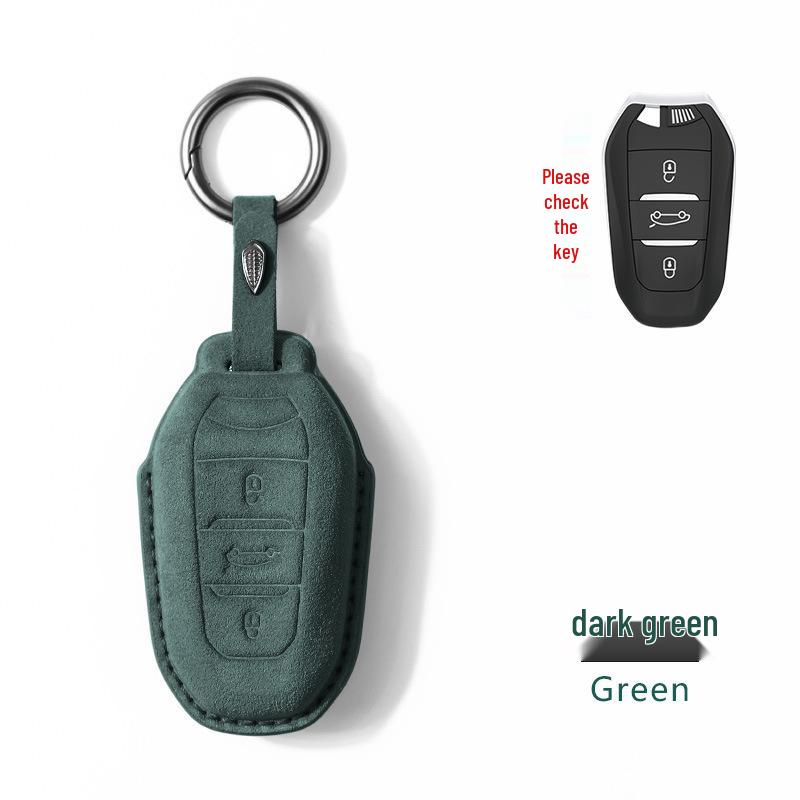 High-End Suede Car Key Case for Peugeot Models 408, 308, 4008, 5008, and 508L with Buckle and Pendant