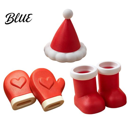 Mini Christmas Tree Accents Theme Ornaments Santa Hats/Boots/Gloves Decorative PLA Figures Reusable Xmas Party Props 3D Printed Crafts for