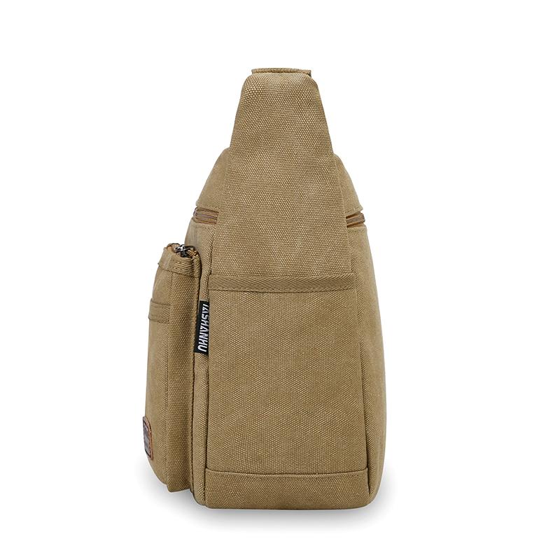 Men's Large Capacity Crossbody Bag Commuter Shoulder Bag Multi-Pocket Canvas Bag
