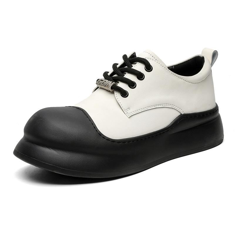 

3687 casual board shoes for men and women couples new versatile platform low-top shoes student ugly cute niche leather shoes 36-Female code