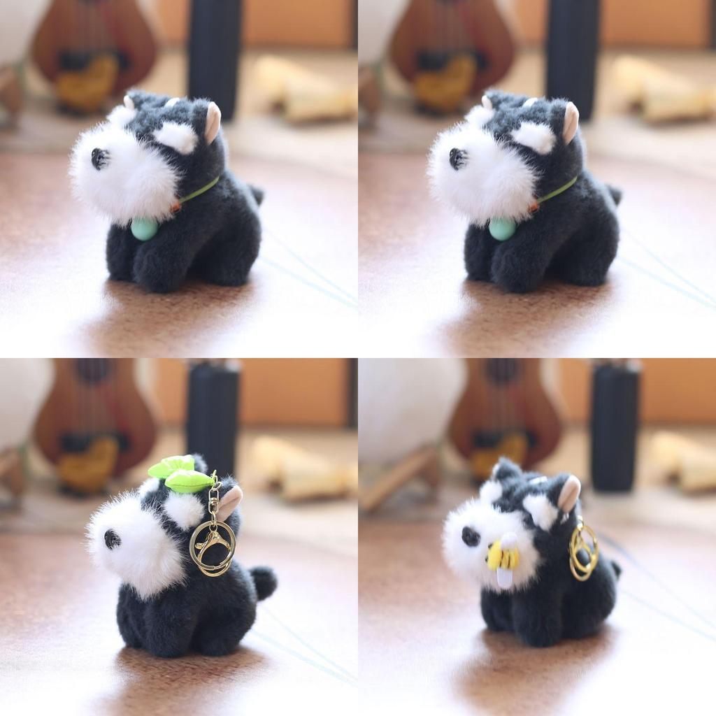 Schnauzer Dog Keychain Plush Doll Super Soft Pp Cotton Stuffed Toy Kids Room Decor