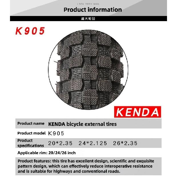 Kenda 20 24 26inch *1.75 1.95 2.125 2.3 K905 Mountain Bike Dirt Racing BMX Performance Tire