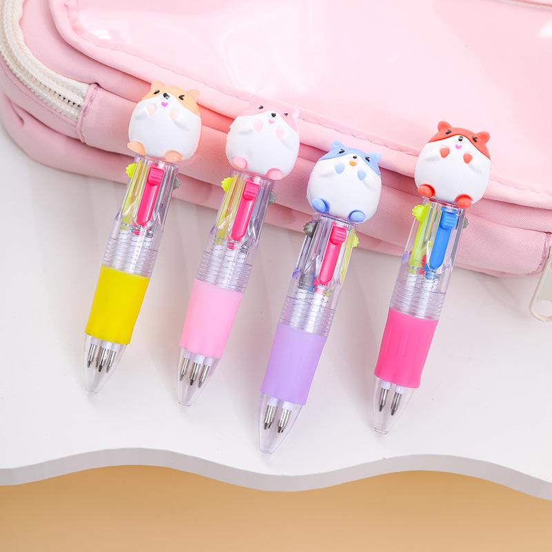Entzückender Tierkopf Mini-Kugelschreiber in vier Farben - Schülergeschenk Schreibwaren.