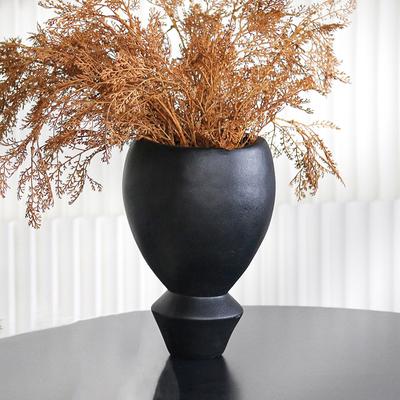 Wabi-sabi Style Wide-mouth Vase Model Room Designer Soft Decoration Entrance Flower Vase New Chinese Style B&B Accessories