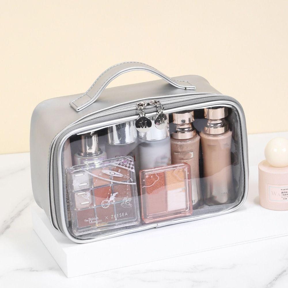 Pvc Storage Toiletry Bag Large Capacity Make Up Bag Portable Transparent Cosmetic Bag  Girls