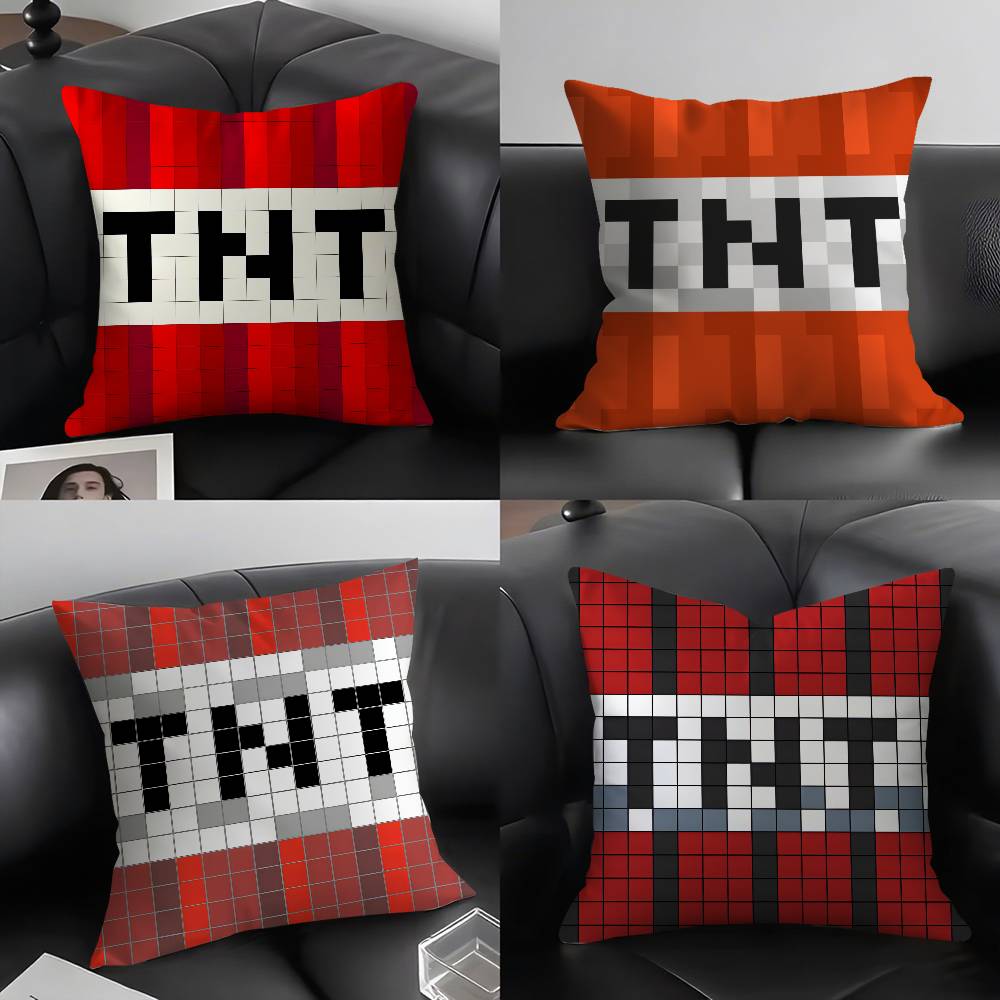 Jessica Chen Unisex Game T-Tnt Block Explosion Pillow Case Home Dorm Chair Back Short Plush Double-Sided Printing Office Nap Time Cushion Cover