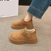 Muffin Thick-soled Heightened Velvet Birkenstocks, Autumn and Winter New Retro Loafboken Cotton Shoes