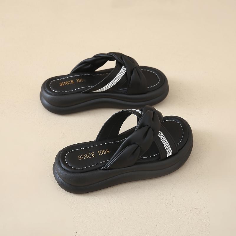 Новые летние модные однотонные сандалии с круглым носком и перекрестными ремешками, удобная элегантная женская обувь на толстой подошве на платформе, НЕТ:X13 40 чёрный