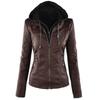 Giacca da Moto da Donna Monocolore Manica Lunga Cappotto con Cerniera Inverno Slim Giacca in Pelle PU Morbida Giacca Donna