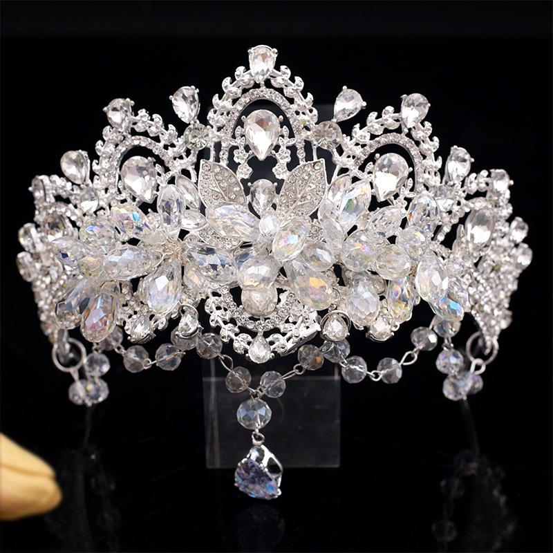 Bridal Tiara Princess Crown Sweet Shiny Crown Hair Accessories Main Wedding Dress White Gauze with Forehead Ornaments Wedding Accessories