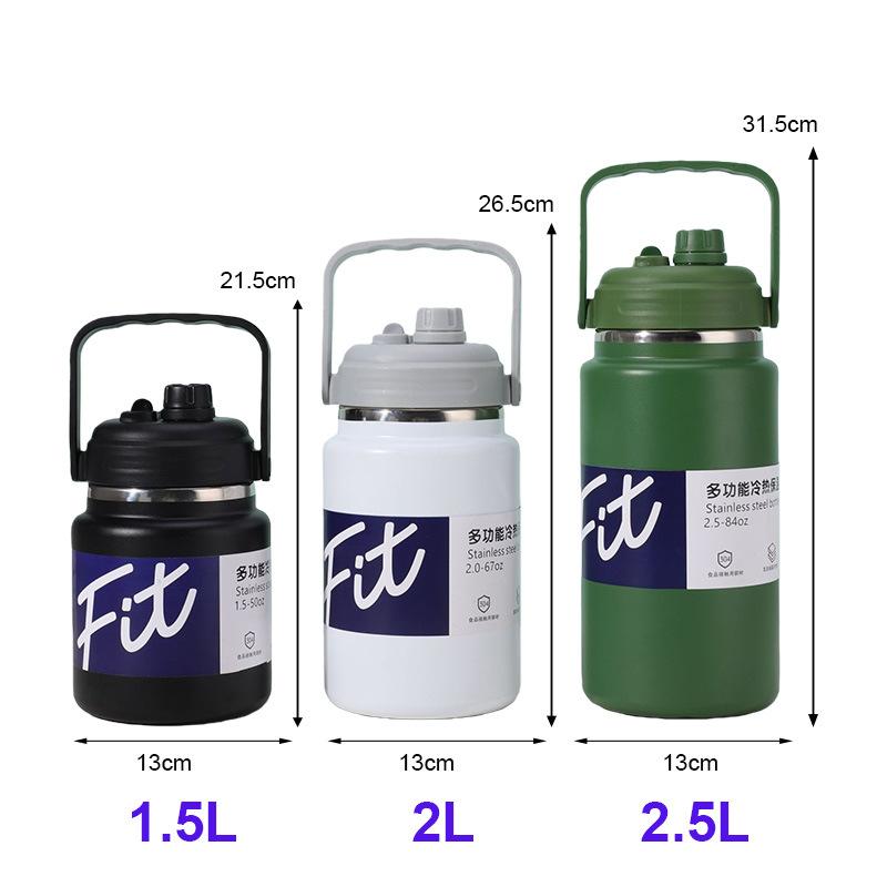 Stainless Steel Insulated Water Jug Food Grade Leak Proof Lid 24H Heat Cold Retention for Picnic Beach Trips