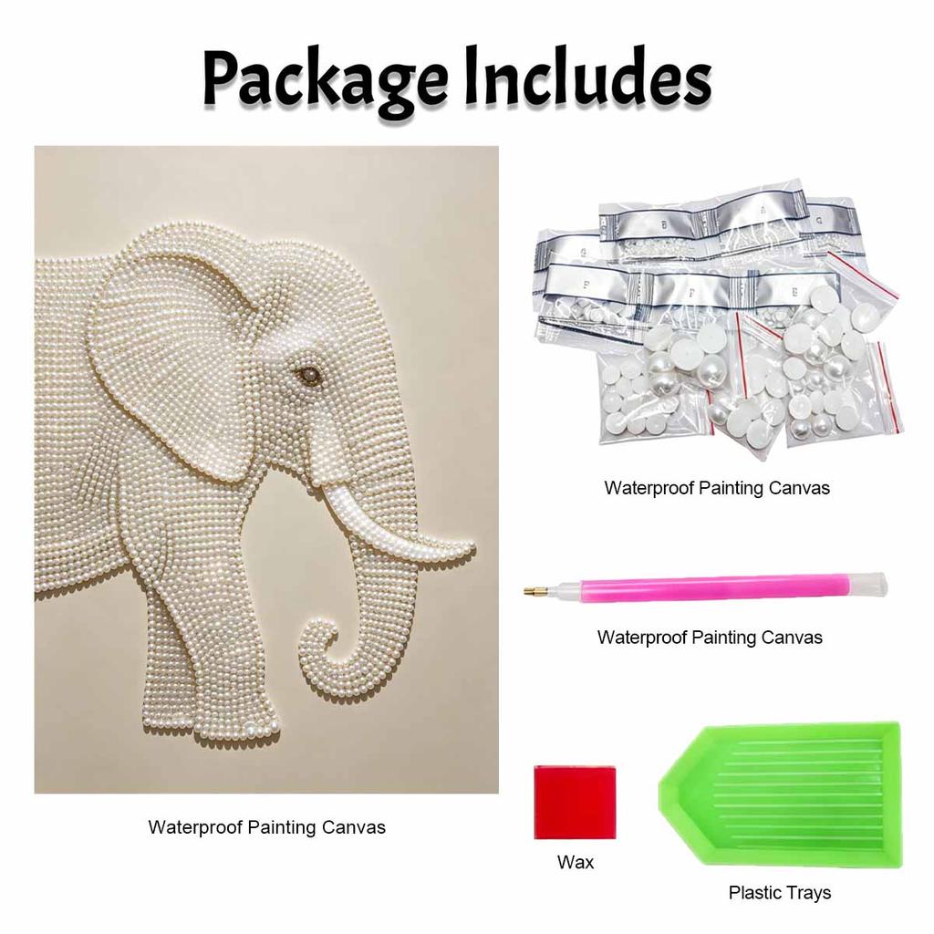 DIY Pearl Embroidery Diamond Painting Kit Majestic Elephant Sparkling Beads Art Craft Handmade Decoration Gift for Home