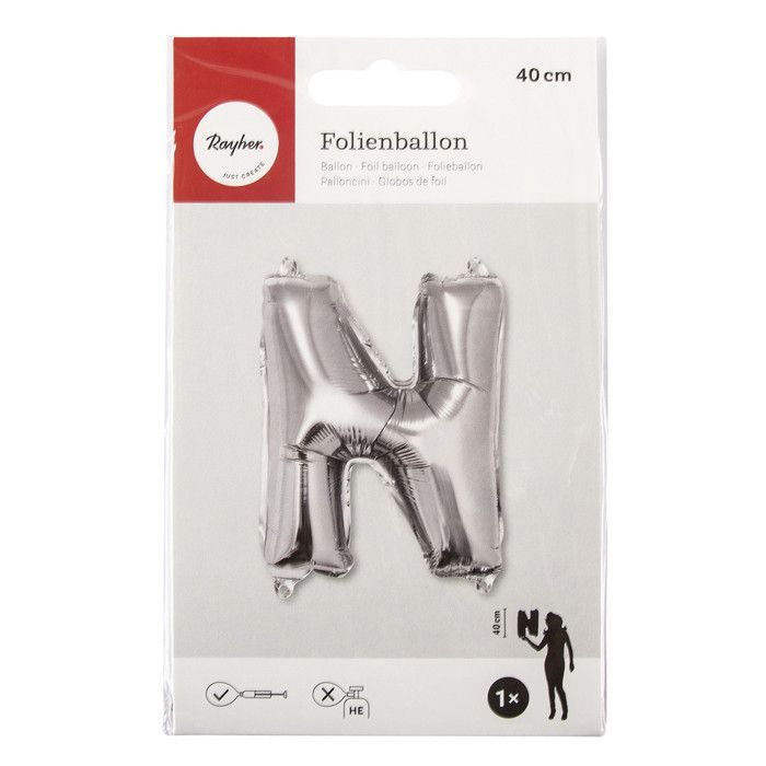 Buchstabenballon N, 40cm, 1 Stück. , argent