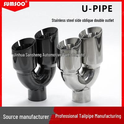 Universal Stainless Steel Dual-Layer Tailpipe Cover - Black/Silver