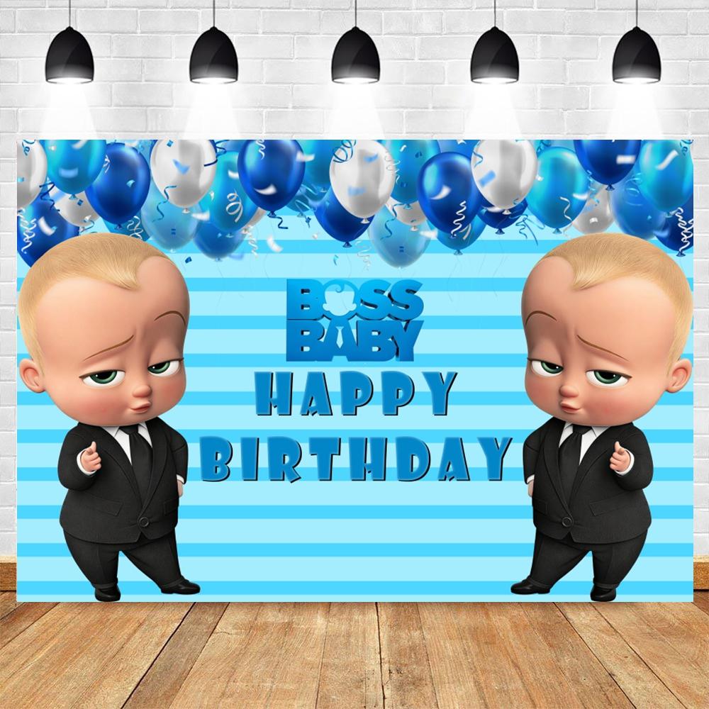 Boss Baby Thema Achtergrond Meisje Jongen Verjaardagsfeest Kinderkamer Decoratie Fotografie Achtergrond Gepersonaliseerd Naam Poster Banner