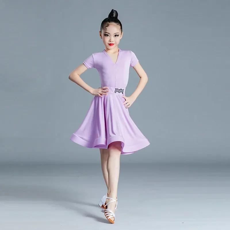 Children's Latin Dance  Girls' Dance Practice Dress Latin Dance Dress Long Sleeve Competition Split Dress Women's Perfo