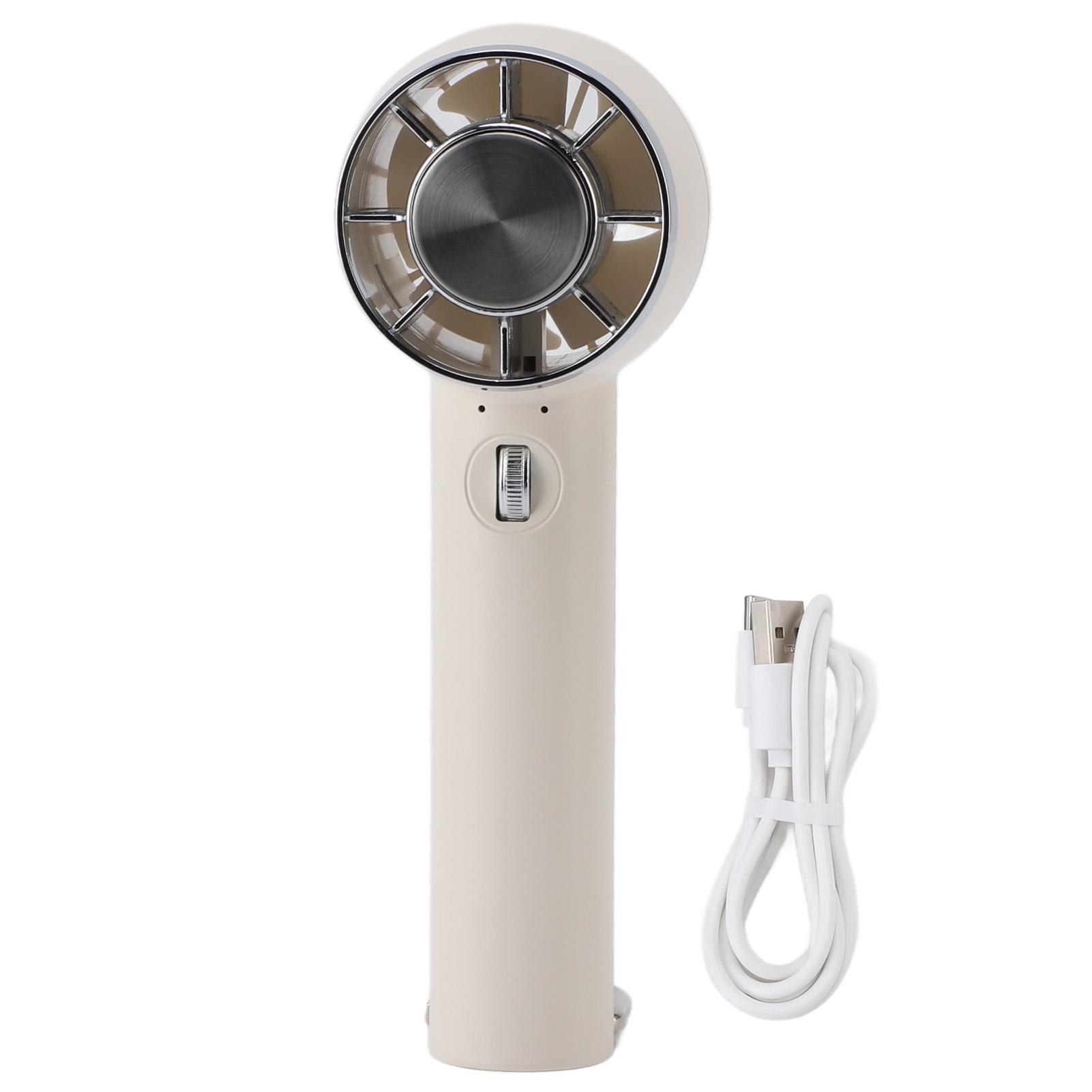 

Ручной вентилятор 1800 мАч Перезаряжаемый через USB небольшой вентилятор Мощный воздушный поток с шумоподавлением Портативный портативный C Beige