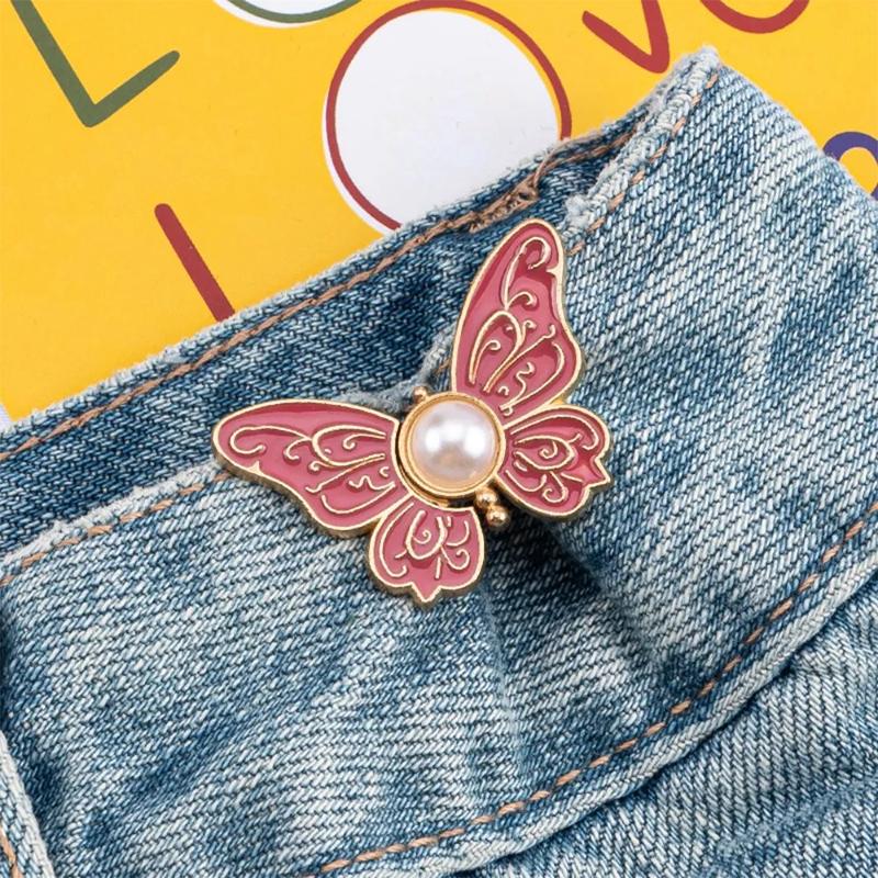 Women's Adjustable Butterfly Brooch Waist Clip Collar Pin Slimming Effect for Party Office and Street Style