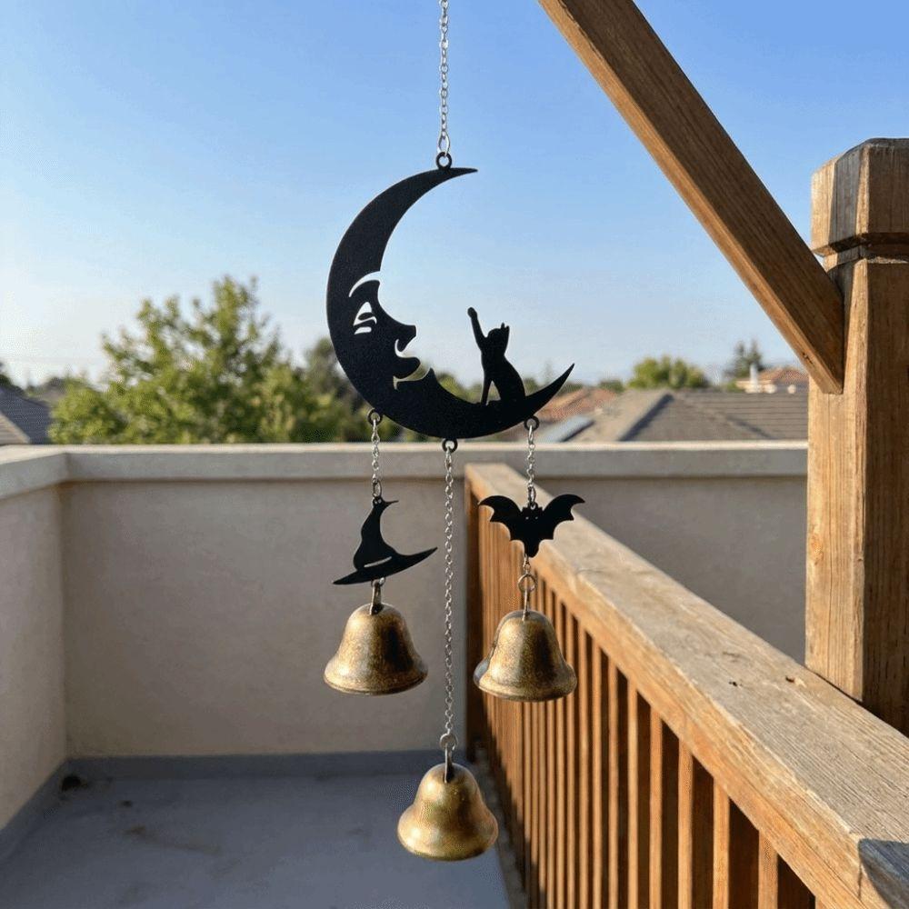 Witch Hat Halloween Moon Wind Chime Retro Hanging Bell Ornament Creative Garden Patio Decor Home