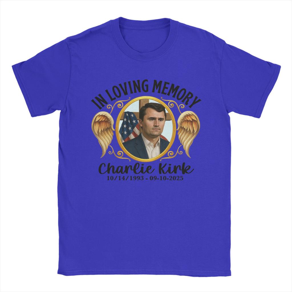 Hommes Charlie Kirk en Mémoire Patriote Liberté USA T-Shirts Vêtements en Coton Drôle Manches Courtes Col Rond T-Shirt Idée Cadeau T-Shirt