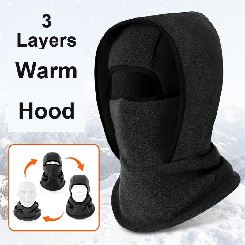 Fleece Thermal Ski Face Mask Double Layer Thickened Multifunctional One-Piece Head Cover for Outdoor Windproof Face Warmth
