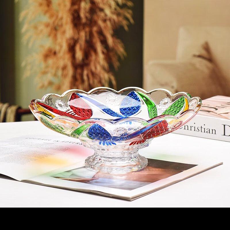 ZISIZ Europäisches Kristallglas Perlenbesetzte Hochfuß-Fruchtschale