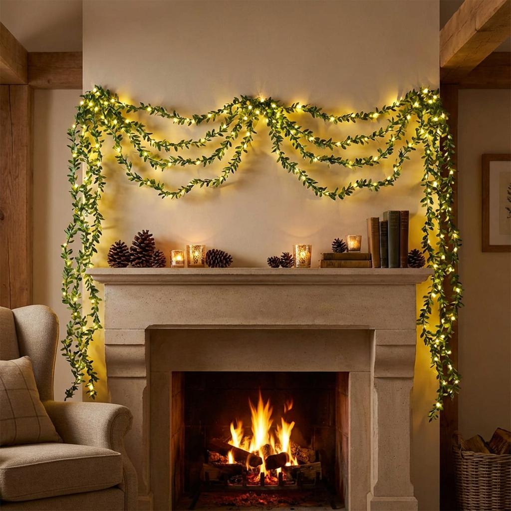 Human-shaped Green Vine String Lights With LED Lights, Battery-powered, Suitable For Walls, Desktops, Parties, Weddings, Festivals, And Decorations