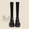 Knight Boots Women's British Style 2026 New Soft Leather Thick Soled Long Tube Boots Height Increasing Long Tube Boots