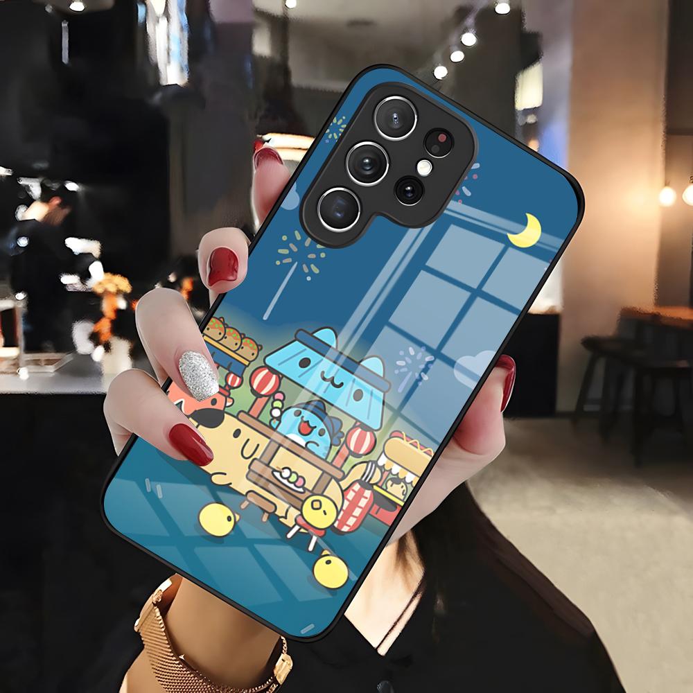 CUTE B-Bugcat Capoo Phone Case For Samsung S26 S25 Edge Ultra 24 23 22 21 Ultra Plus Fe A55 56 15 4G 5G Glass Cover