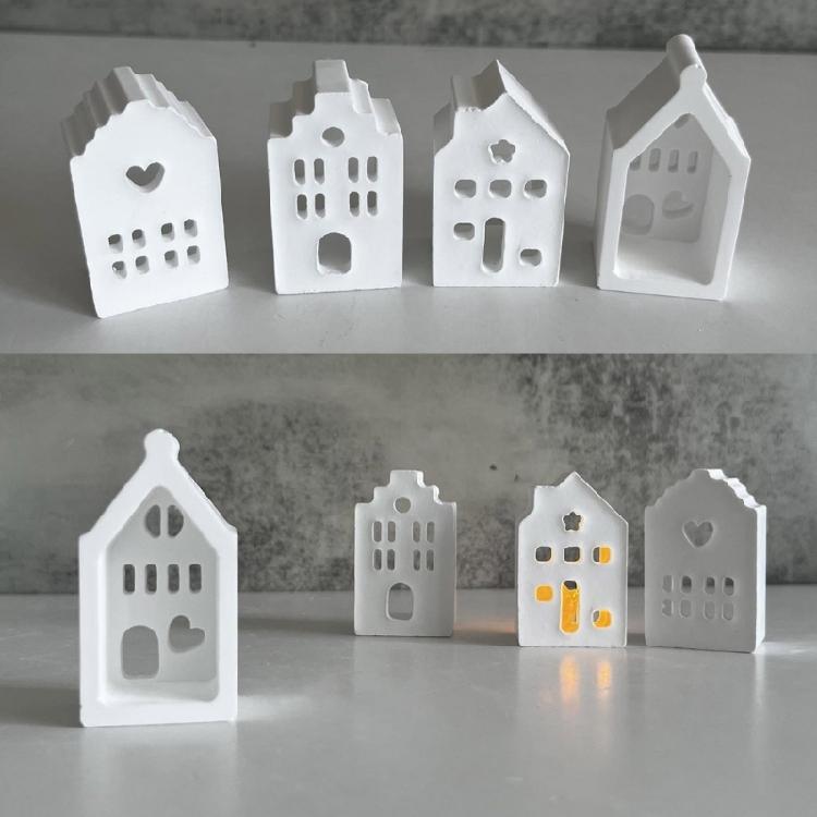 Ornament Mould Flexible Silicone Mold for Office Decoration Hollow House Shaped Desktop Embellishment Making Molds